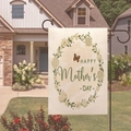 Double-sided linen garden flag with Happy Mother's Day text and floral butterfly patterns - White Rose Daisy Butterfly (13)