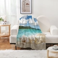 Détail de la couverture en flanelle motif océan avec coquillages et étoiles de mer - 70*100cm (300g Flanelle) / Styleque de Mer et Étoile de Mer 6