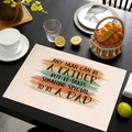 Father's Day linen placemat with gradient lettering on rustic dark wood table - Style 2 / 45*30cm
