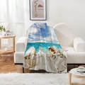 Gros plan d'imprimé coquillages et étoiles de mer sur une couverture de plage douce - 70x100cm (300g) / Style Insulaire (Style-12)