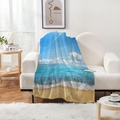 Vue détaillée de la couverture en flanelle douce avec imprimé de paysage marin tropical - 70x100cm (300g) / Style Plage de l'Océan 16