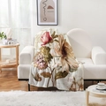 Detail of vintage floral and butterfly flannel blanket draped on a cozy sofa - Lisa Audit Vintage Flower Style (Style-7)