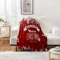 Thick flannel Christmas blanket with Merry Christmas print on white sofa - Style 8
