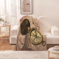 Detail of vintage compass and map print on soft flannel decorative throw blanket - Vintage Map Compass Style (Style-12)