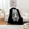 Zachte zwarte flanellen deken met witte tijgerprint voor modern interieurdecor - Witte Tijgerkop Stijl (款式-3) / 70x100cm