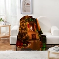 Detail of Christmas tree and fireplace digital print on soft flannel decorative blanket - Style 13
