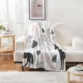 White unicorn flannel blanket with geometric patterns on a white sofa in a modern room - 70x100cm / Flannel / Style-2 (00002)
