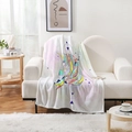 White flannel blanket featuring colorful unicorn and geometric patterns on a white sofa - 70x100cm / Flannel / Style-3 (00002)