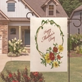 Linen Mother's Day garden flag with daisy floral wreath and Happy Mother's Day greeting - Vine Daisy Wreath (15)