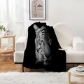 Detailed texture of digital tiger print on soft black flannel blanket for modern decor - Realistic Tiger Front View (Style-6)