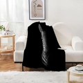 Detailed view of black flannel blanket with realistic zebra print draped on a white sofa - Zebra Head Style (Style 7)