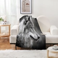 Detailed texture of a soft flannel blanket featuring a realistic gray wolf portrait print - Gray Wolf Portrait Style (Style-12)