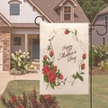 Linen Mother's Day garden flag with red rose wreath and Happy Mother's Day text - Red Rose Wreath Text (17)