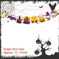 Striscione Halloween Trick or Treat con decorazioni appese di strega, zucca e pipistrello - Stile Strega Zucca Castello (HY-WSLQ-39)