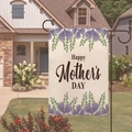 Double-sided linen garden flag with purple flowers for Happy Mother's Day outdoor decor - Symmetrical Purple Flowers (18)