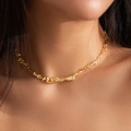 Irregular liquid lava texture gold choker necklace with geometric twisted organic design - Necklace (6316) / Gold