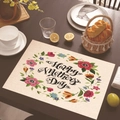 Λινό σουπλά με φλοράλ σχέδιο Happy Mother's Day για διακόσμηση τραπεζαρίας - Πολύχρωμο Μικρό Λουλουδάτο Δαχτυλίδι (12)