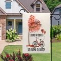 Father's Day garden flag with bicycle and heart balloons hanging on a stand - Heart Balloons Bicycle (11) / 45x30cm