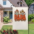 Linen Father's Day garden flag with orange Papa text and retro floral design - Orange PAPA Floral (12) / 45x30cm