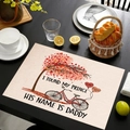 Linen placemat with Father's Day print and DADDY illustration on wooden table - Style 11 / 45*30cm
