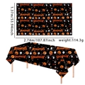 Halloween PE tafelkleed met pompoen en schedel print, maat 137x274cm en gewicht 114,3g - Halloween Pompoen Stijl / 137x274cm / Zwart Oranje Wit