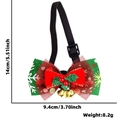 Christmas pet bow tie with green snowflake ribbon, red mesh, holly leaves and gold bell - Flannel Green Leaf Bell Style