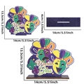 Mardi Gras lila-goldenes Holz-Tischschild mit Maskendesign und Maßangaben - Doppelmasken-Stil (紫金绿面具字母摆件)