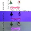 Pink Christmas LED glasses with Santa and tree motifs, shown in day and night modes - Pink / Christmas Tree Santa