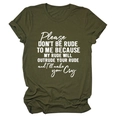 Detail of white slogan print on olive green crew neck cotton t-shirt for women - S / Army Green (White Font)