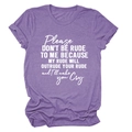Detail of soft heather purple fabric and white letter print on a loose round neck t-shirt - S / Purple (White Font)