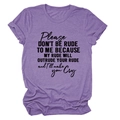 Close-up of the black slogan print on a purple crew neck t-shirt with heather texture - S / Purple (Black Font)