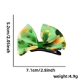 St. Patrick's Day green bow hair clip with clover patterns and dimensions 7.1x5.2cm - Gold Coins Shamrock Bow Clip