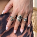 Ensemble de bagues argentées style métal liquide avec formes organiques abstraites - Style Argent (5573)