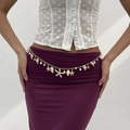 Bohemian gold waist chain for women with sea shells, starfish, and pearls charms - Gold Waist Chain (1715)