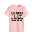 Detail of pink cotton T-shirt featuring a funny black letter print slogan on chest - Pink (Black Print)
