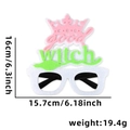 Good Witch party glasses with pink crown and green broom decorations for festive theme - Crown Broom Letter Style