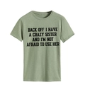 Saliegroen T-shirt met ronde hals en zwarte sloganopdruk in een losse casual pasvorm - S / Olijfgroen (Zwart Lettertype)