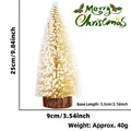 Mini albero di Natale da 25cm innevato con base in legno e aghi bianchi floccati - 25cm / Giallo