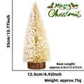 Mini albero di Natale bianco innevato con base in legno, decorazione da tavolo da 35cm - 35cm / Giallo