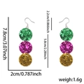 Three-color sequin drop earrings in green, purple, and gold for Mardi Gras festivities - Green/Purple/Gold Linked Discs