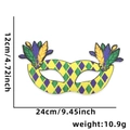 Mardi Gras half face mask with purple green gold diamond pattern and feather accents - Fleur-de-lis Rhombus Eye Mask