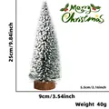 Mini albero di Natale in cedro con neve e base in legno, decorazione da tavolo 25cm - 25cm / Verde