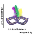 Purple Mardi Gras masquerade mask with colorful feathers and scrollwork pattern - Mardi Gras Mask D (Feather)