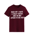 Burgundy round neck t-shirt with white humor slogan print in a loose fit style - Wine Red (White Font)