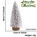 Mini albero di Natale bianco floccato con base in legno, decorazione festiva 30cm - 30cm / Marrone