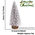 Mini albero di Natale innevato da 35cm con base in legno per decorazioni da scrivania - 35cm / Marrone