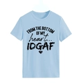 Detail of light blue cotton T-shirt featuring a black graphic heart and slogan print - M / Light Blue (Black Letters)