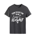 Detail of dark gray crewneck t-shirt with FROM THE BOTTOM white text and heart print - M / Heather Grey (White Letters)