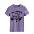 Detail of purple crew neck T-shirt featuring FROM THE BOTTOM printed graphic text - S / Purple (Black Letters)