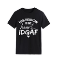 Detail of screen-printed slogan and heart icon on black cotton crewneck t-shirt - M / Black (White Letters)